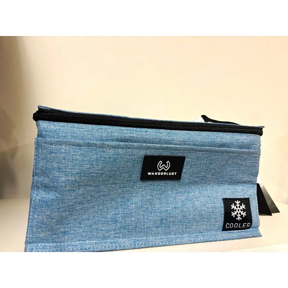Wanderlust 12 Can Cooler Bag, Blue Polyester Soft Insulated w/ Shoulder Strap